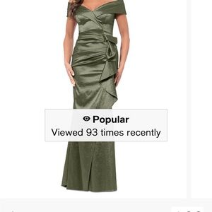 Xscape Olive Green Off-Shoulder Maxi Dress